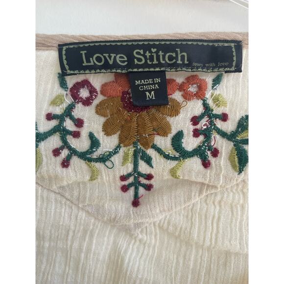 Anthropologie Love-Stitch BOHO embroidered top  MED 100% Cotton - Picture 4 of 7